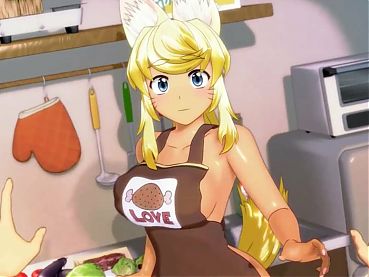 Wolf Girl Wags Her Tail Happily For The Food You Bring Her And Thanks You With Her Big Tits - Hentai Pros