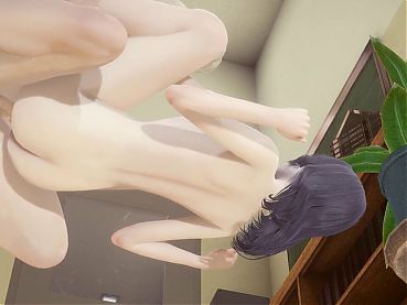 Hentai Uncensored - Futanari fucks and grabs Shokos tits in library