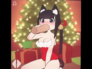 Catgirl Christmas Blowjob, Deepthroat (Gameplay)